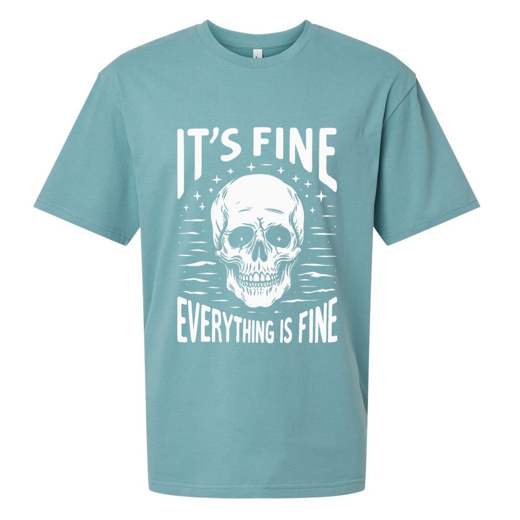 Halloween It's Fine Everything Is Fine Funny Skeleton Sueded Cloud Jersey T-Shirt
