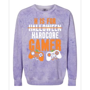 H Is For Hardcore Gamer Funny Halloween Gaming Colorblast Crewneck Sweatshirt