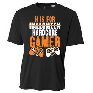 H Is For Hardcore Gamer Funny Halloween Gaming Cooling Performance Crew T-Shirt