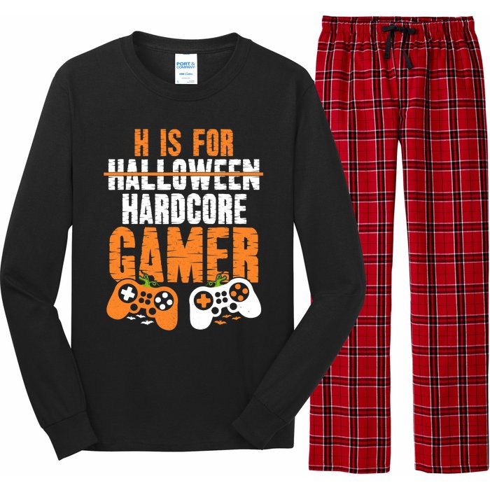 H Is For Hardcore Gamer Funny Halloween Gaming Long Sleeve Pajama Set