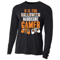 H Is For Hardcore Gamer Funny Halloween Gaming Cooling Performance Long Sleeve Crew