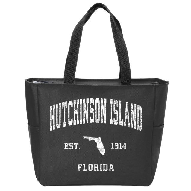 Hutchinson Island Florida Fl Vintage Established Athletic Sports Design Zip Tote Bag
