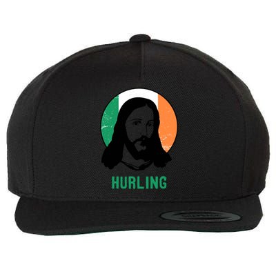 Hurling Ireland Flag Jesus St Patricks Day Gift Wool Snapback Cap