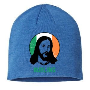 Hurling Ireland Flag Jesus St Patricks Day Gift Sustainable Beanie