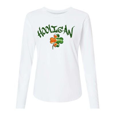 Hooligan Irish Flag St Patricks Day Womens Cotton Relaxed Long Sleeve T-Shirt