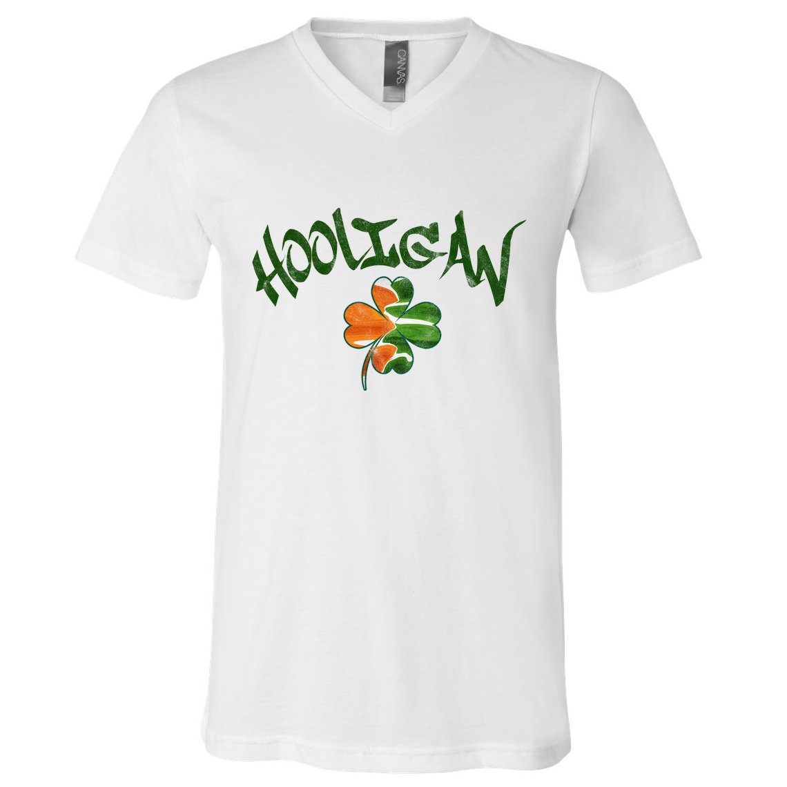 Hooligan Irish Flag St Patricks Day V-Neck T-Shirt