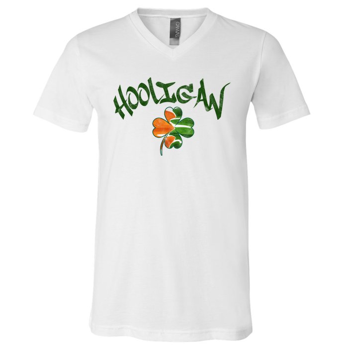 Hooligan Irish Flag St Patricks Day V-Neck T-Shirt