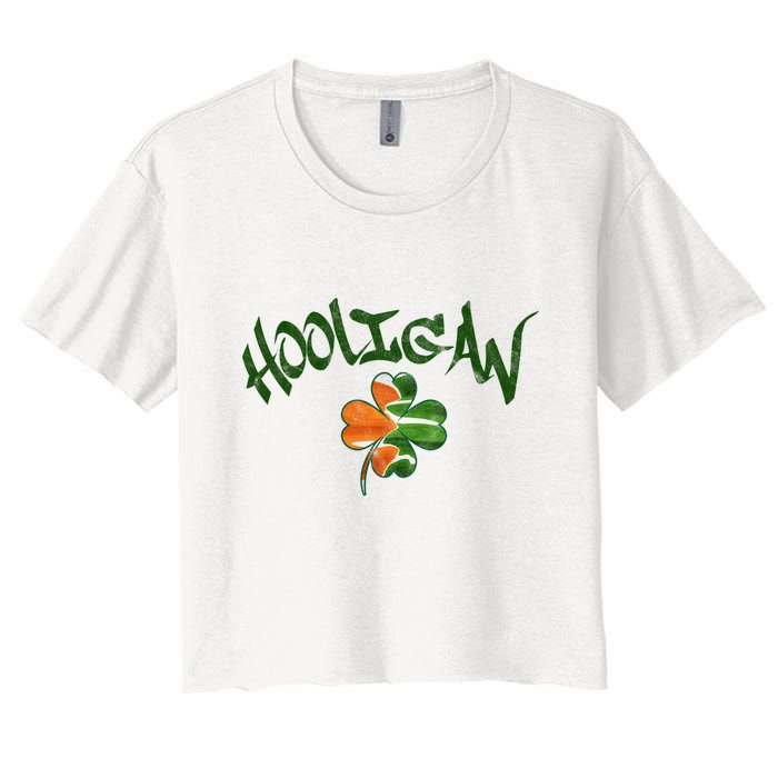 Hooligan Irish Flag St Patricks Day Women's Crop Top Tee