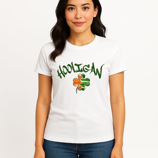 Hooligan Irish Flag St Patricks Day Womens T-Shirt