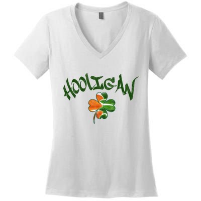 Hooligan Irish Flag St Patricks Day Women's V-Neck T-Shirt