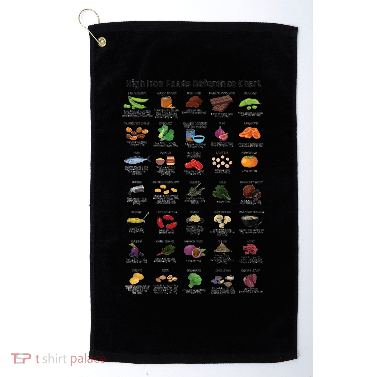 High Irons Food Reference Chart Golf Towel