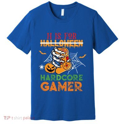 H Is For Hardcore Gamer Funny Halloween Gaming Gift Premium T-Shirt