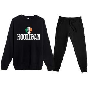 Hooligan Irish Flag Clover Leaf Leprechaun St Patrick's Day Funny Gift Premium Crewneck Sweatsuit Set