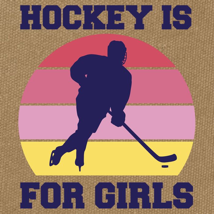 Hockey Is For Girls Retro Sunset Cotton Canvas Backpack