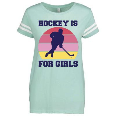 Hockey Is For Girls Retro Sunset Enza Ladies Jersey Football T-Shirt