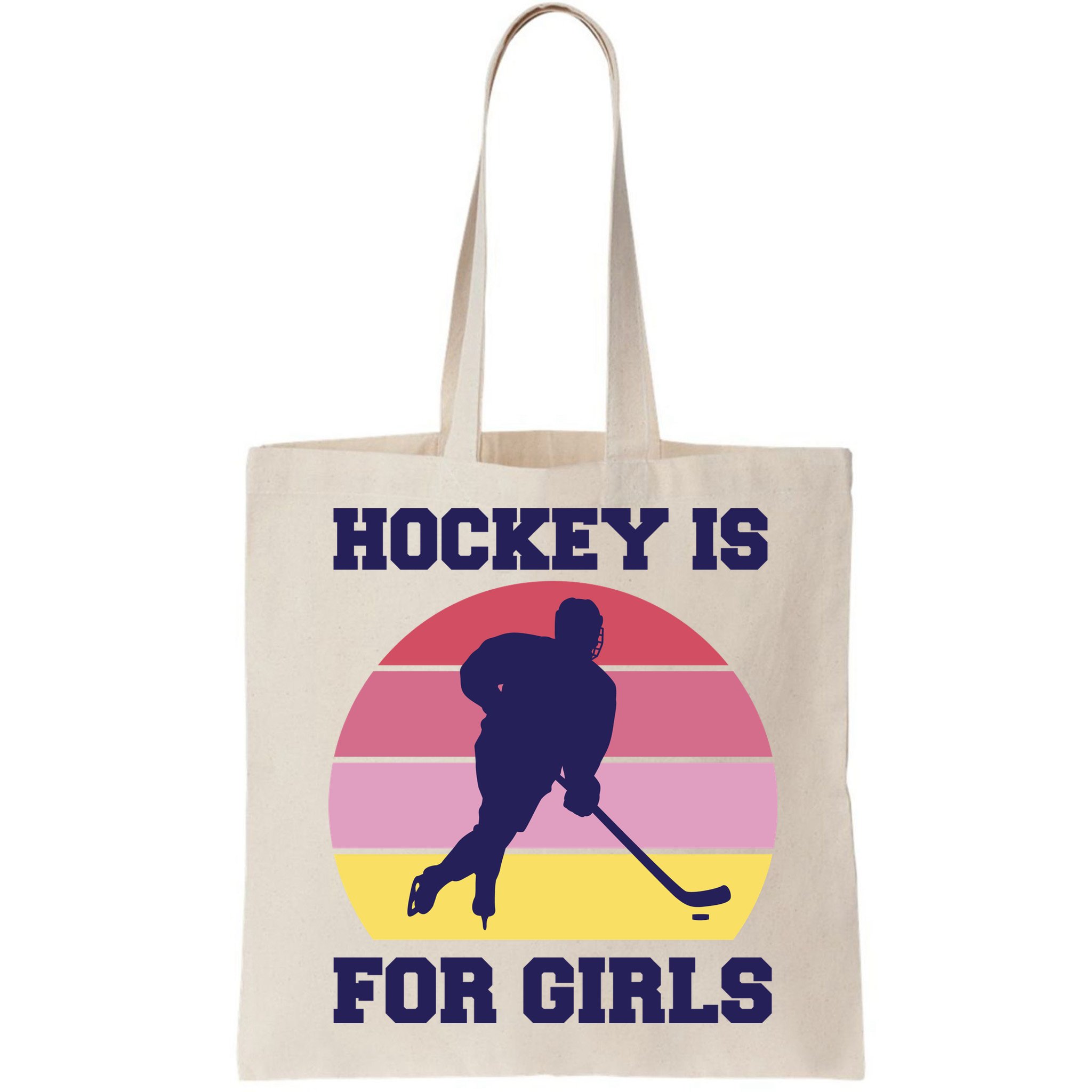 Hockey Is For Girls Retro Sunset Bag