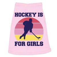 Hockey Is For Girls Retro Sunset Doggie Tank