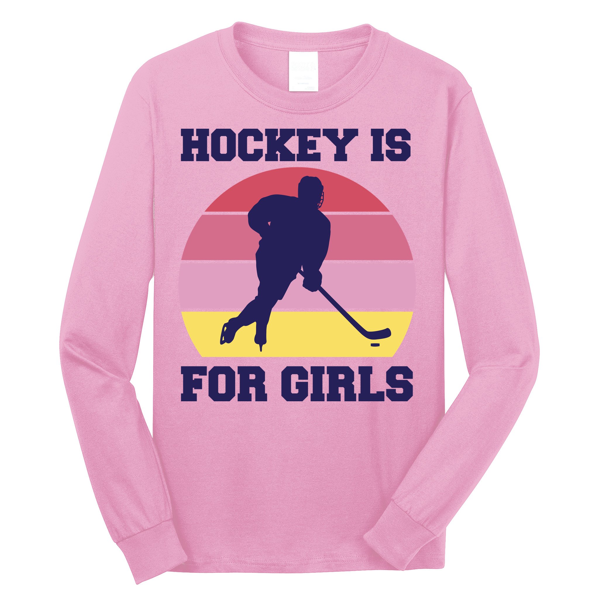 Hockey Is For Girls Retro Sunset Long Sleeve Shirt