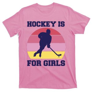 Hockey Is For Girls Retro Sunset T-Shirt