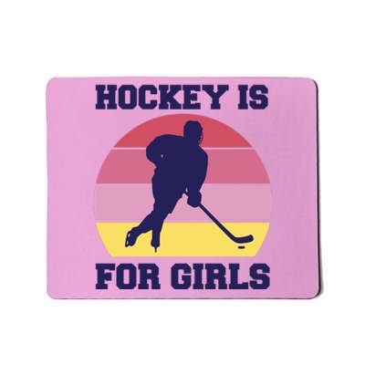 Hockey Is For Girls Retro Sunset Mousepad