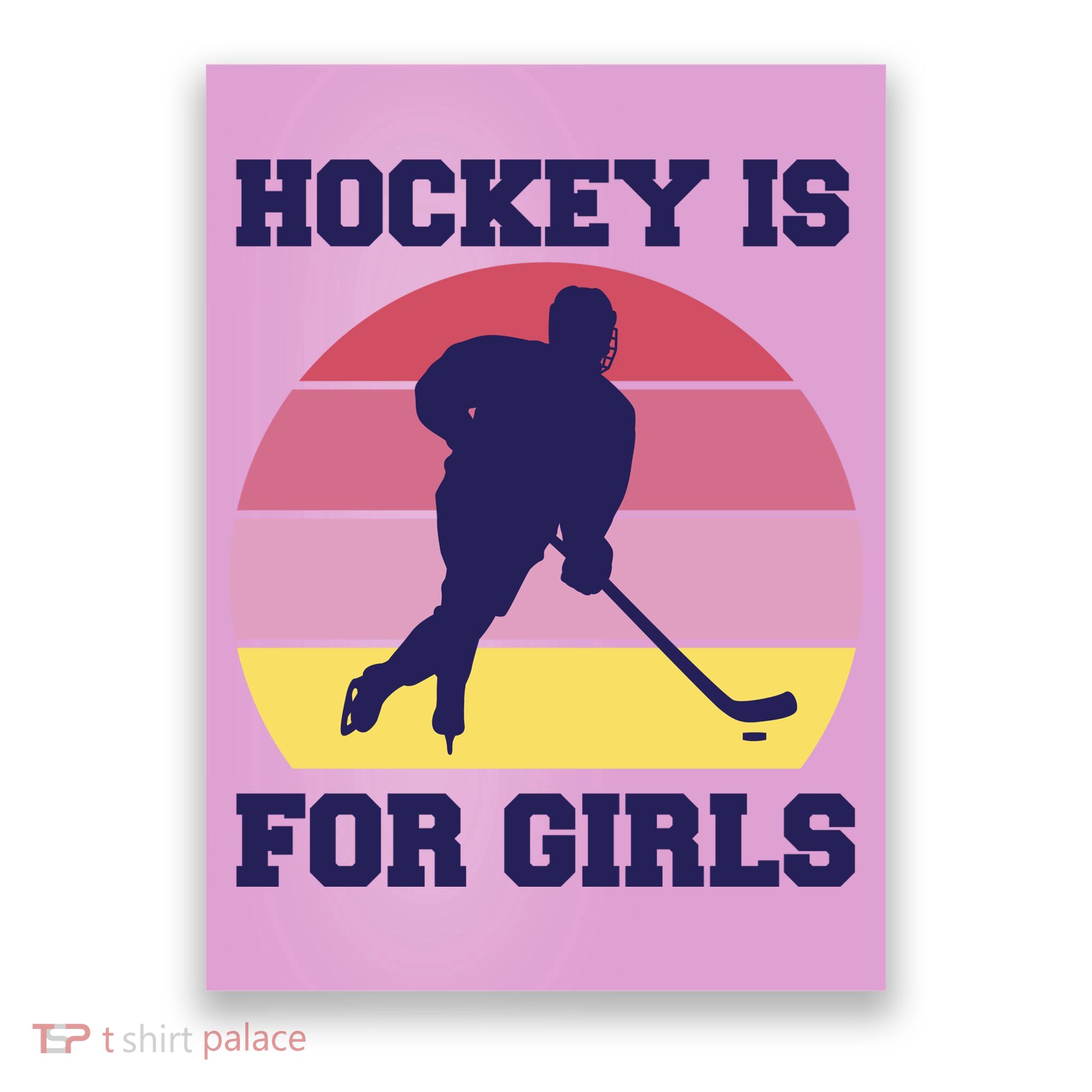 Hockey Is For Girls Retro Sunset Poster