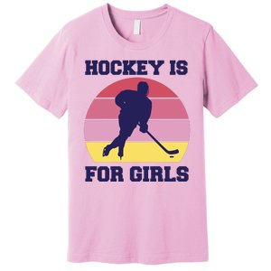 Hockey Is For Girls Retro Sunset Premium T-Shirt