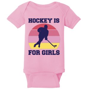 Hockey Is For Girls Retro Sunset Baby Bodysuit