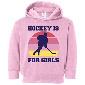 Hockey Is For Girls Retro Sunset Toddler Hoodie