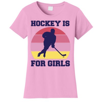 Hockey Is For Girls Retro Sunset Women's T-Shirt