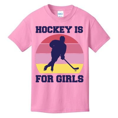 Hockey Is For Girls Retro Sunset Kids T-Shirt