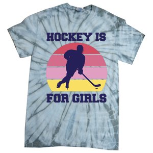 Hockey Is For Girls Retro Sunset Tie-Dye T-Shirt