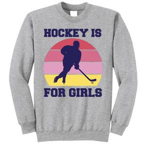 Hockey Is For Girls Retro Sunset Sweatshirt