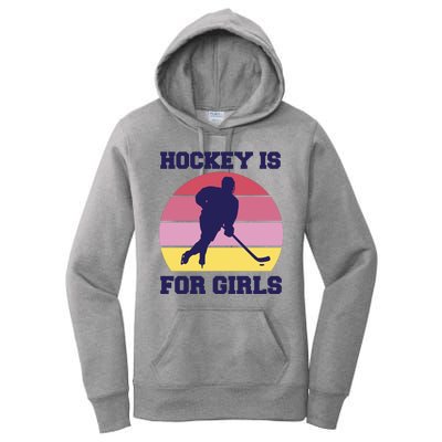 Hockey Is For Girls Retro Sunset Women's Pullover Hoodie