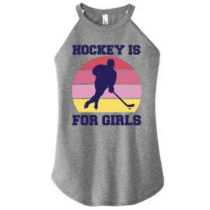 Hockey Is For Girls Retro Sunset Women's Perfect Tri Rocker Tank