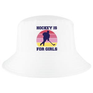 Hockey Is For Girls Retro Sunset Cool Comfort Performance Bucket Hat