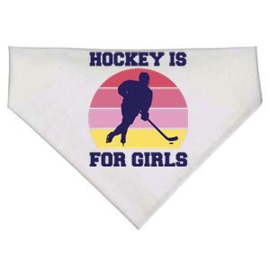 Hockey Is For Girls Retro Sunset USA-Made Doggie Bandana