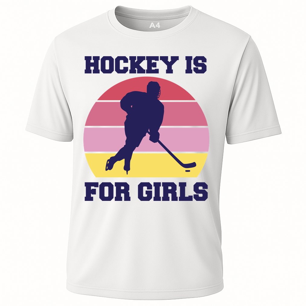 Hockey Is For Girls Retro Sunset Performance Shirt