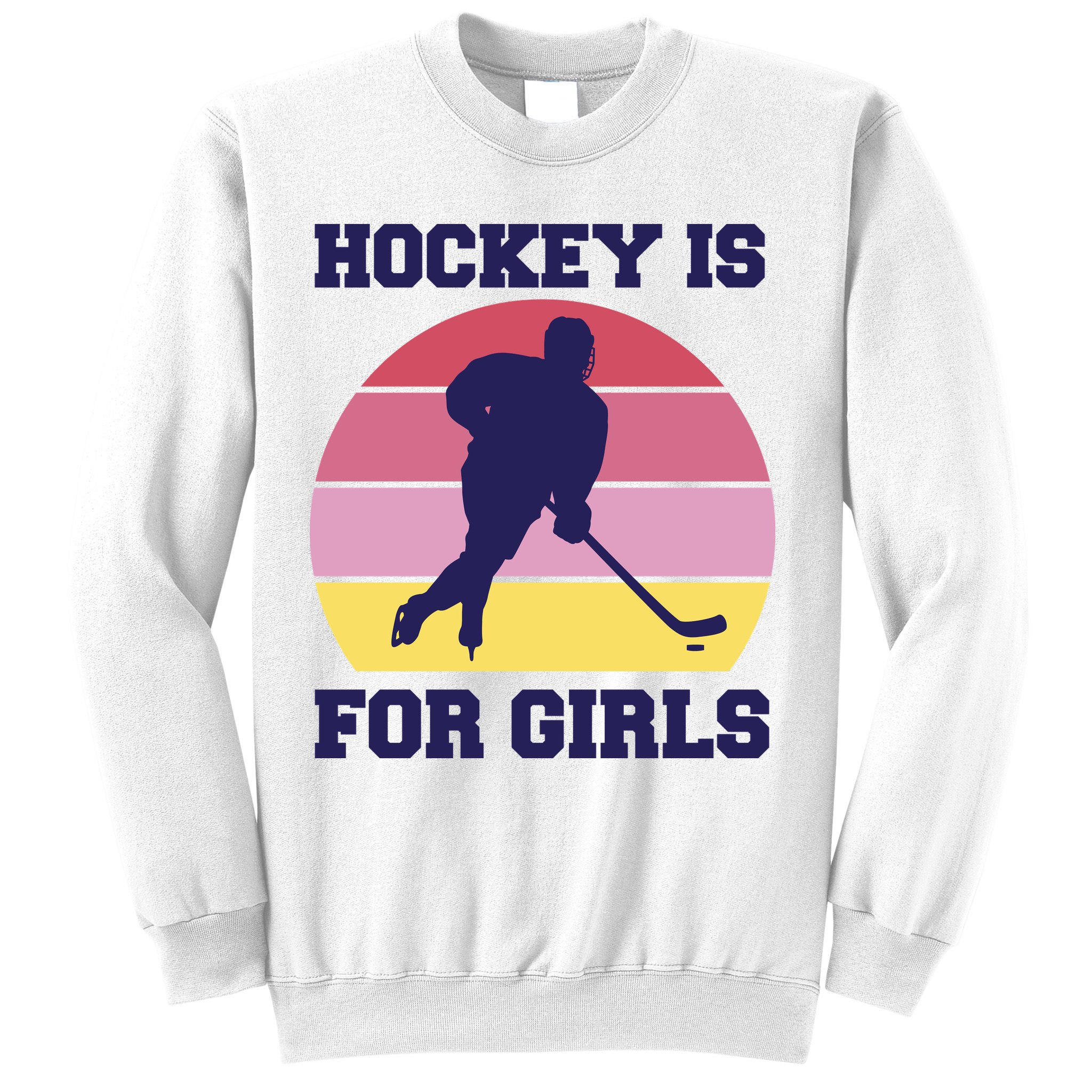 Hockey Is For Girls Retro Sunset Sweatshirt