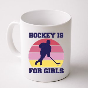 Hockey Is For Girls Retro Sunset Coffee Mug