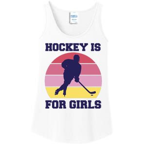 Hockey Is For Girls Retro Sunset Ladies Essential Tank