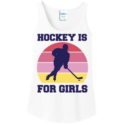 Hockey Is For Girls Retro Sunset Ladies Essential Tank