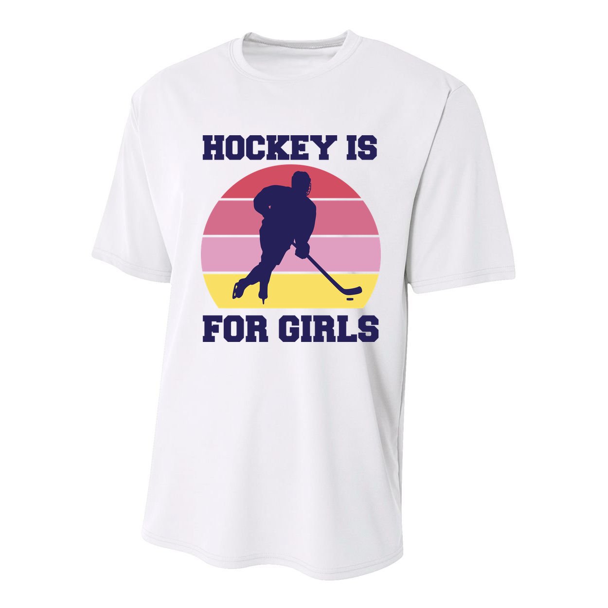 Hockey Is For Girls Retro Sunset Youth Performance Sprint T-Shirt