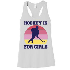 Hockey Is For Girls Retro Sunset Women's Racerback Tank