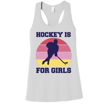 Hockey Is For Girls Retro Sunset Women's Racerback Tank