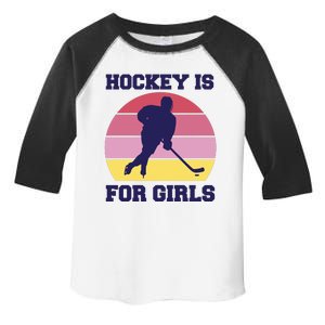 Hockey Is For Girls Retro Sunset Toddler Fine Jersey T-Shirt