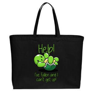 Help I've Fallen And I Can't Get Up Turtle Lovers Cotton Canvas Jumbo Tote