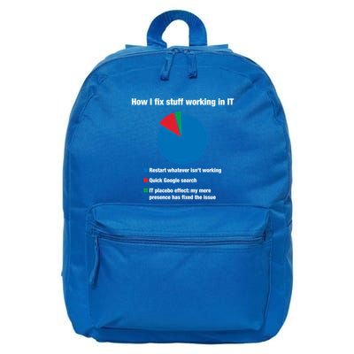How I Fix Stuff Working In It Tech Support Geek Nerd Gift Cute Gift 16 in Basic Backpack