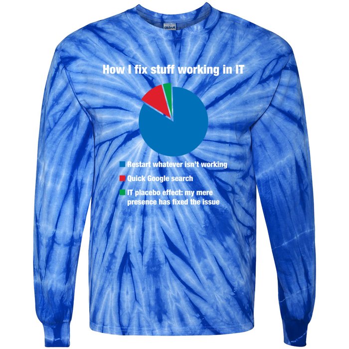 How I Fix Stuff Working In It Tech Support Geek Nerd Gift Cute Gift Tie-Dye Long Sleeve Shirt