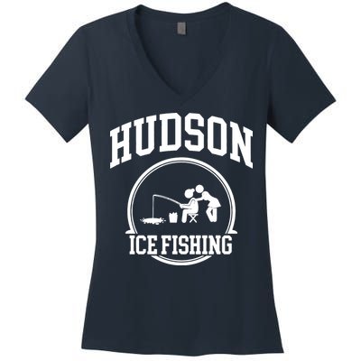 Hudson Ice Fishing Women's V-Neck T-Shirt
