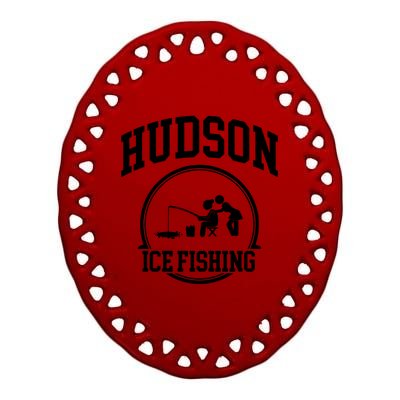 Hudson Ice Fishing Ceramic Oval Ornament